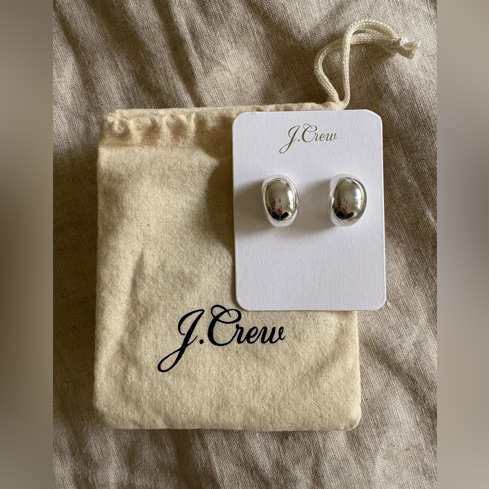 J.Crew Polished Silver Bubble Oval Post Earrings